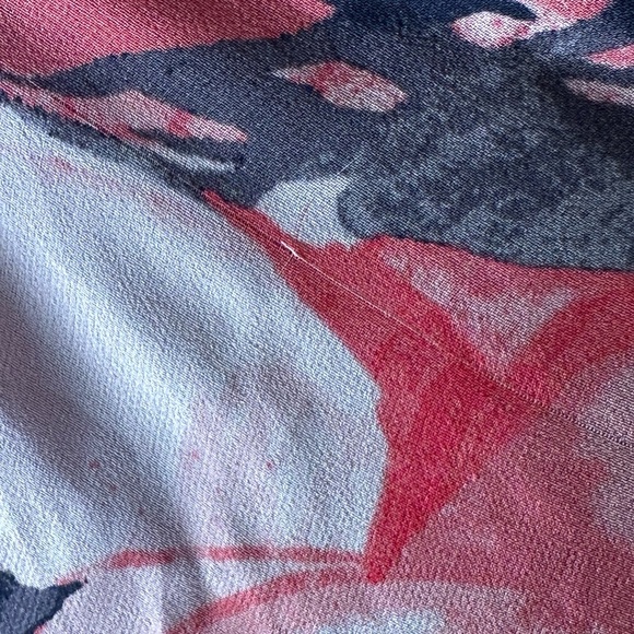 Express Women's Medium Pink Coral Floral Sheer Print Cowl Neck Pullover Tank Top - Picture 6 of 10